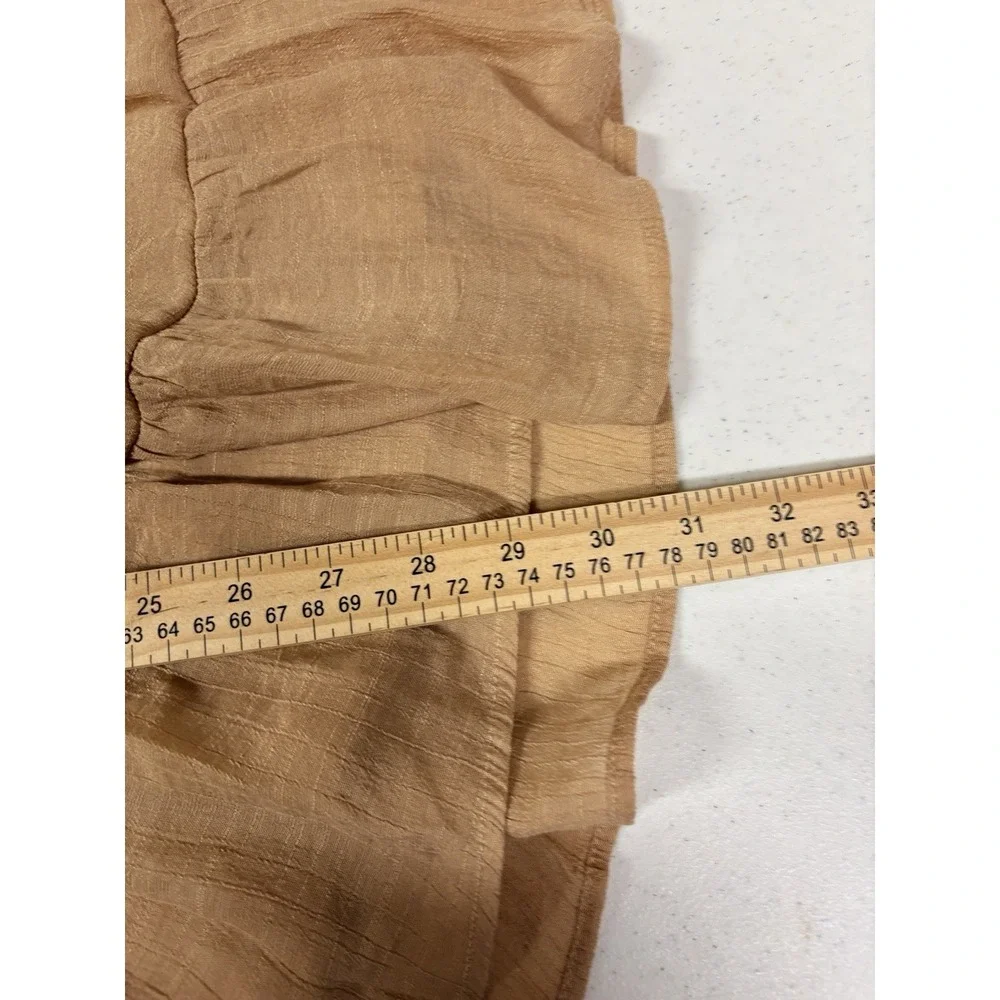 Trixxi Mini Dress Sz L Tan Ruffled Tiers Short Sleeve Flirty Coquette Y2k Party - Picture 9 of 14